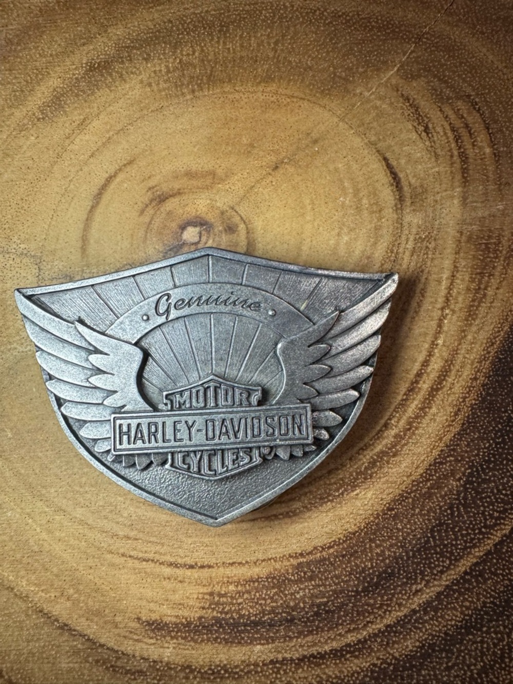 1994 Harley-Davidson Antique Silver Winged Shield Emblem Belt Buckle UNISEX